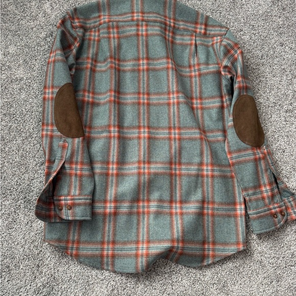 Pendleton Trail Gray and Brown Plaid Shirt with Elbow Patches men’s medium - Picture 3 of 3